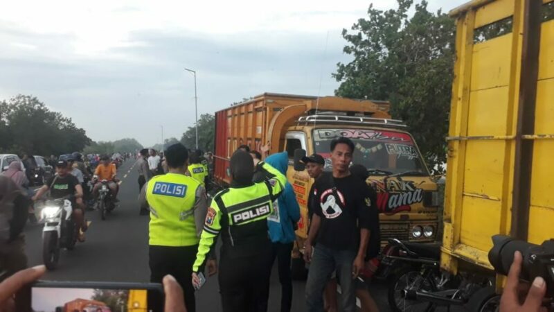 Satlantas polres jember saat bubarkan balap liar