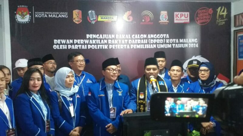 Walikota Malang Antar Partai Demokrat Ke KPUD dan Target 9 Kursi di Pemilu 2024
